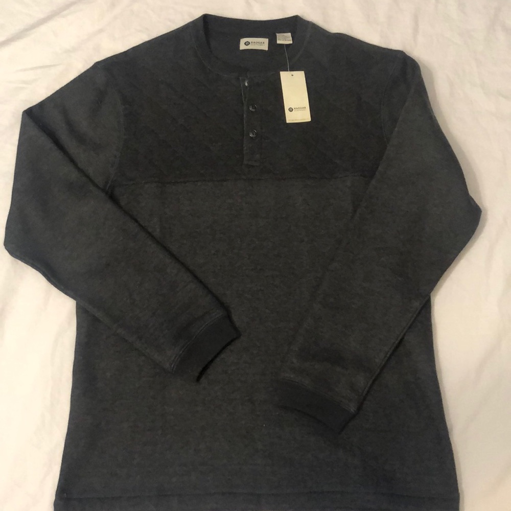 Haggar Grey Sweater Button Up Nice and Soft